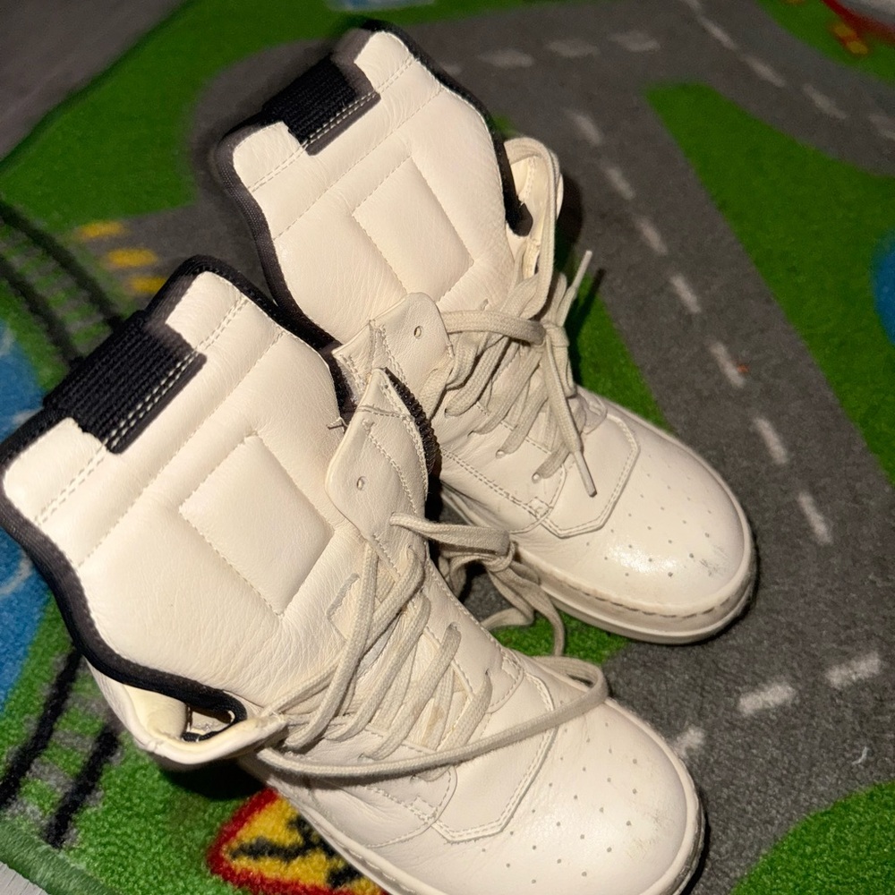 Rick Owens Kids White High-Top Sneakers